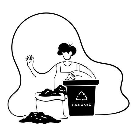 Man doing waste composting  Illustration