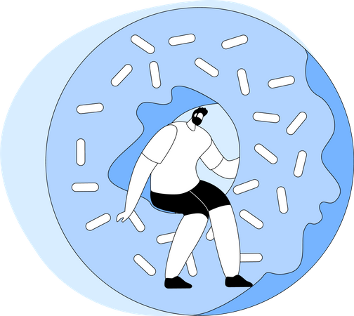 Man eating donut  Illustration