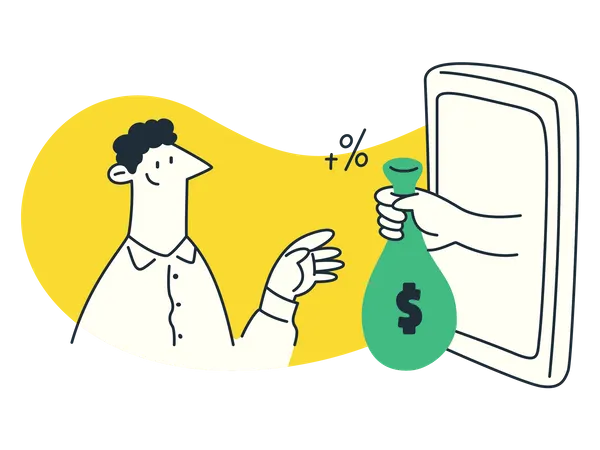 Man getting online loan  approval  Illustration