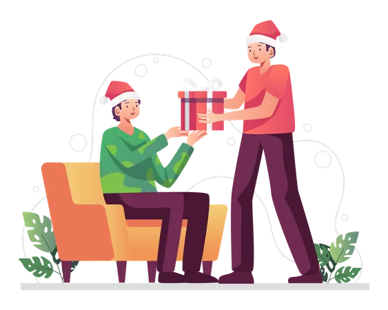 Man giving gift  Illustration