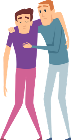 Man helping to unconscious victim  イラスト