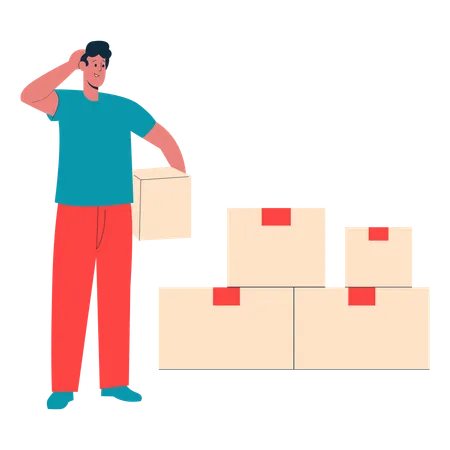 Man holding parcel  Illustration