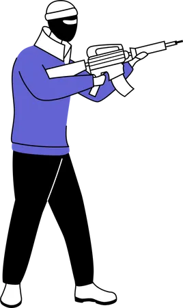 Man in balaclava mask with gun Illustration
