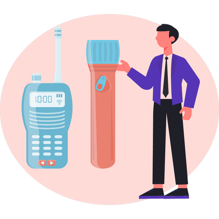 Man is presenting emergency call  Illustration
