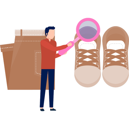 Man is searching for shoes  Illustration