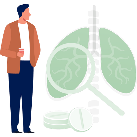 Man looking at lungs veins  Illustration