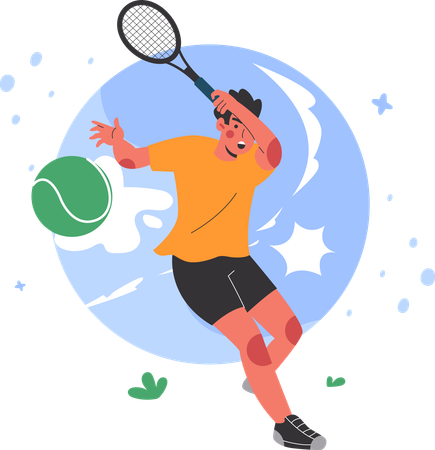 Man Playing Tennis Ball  Illustration