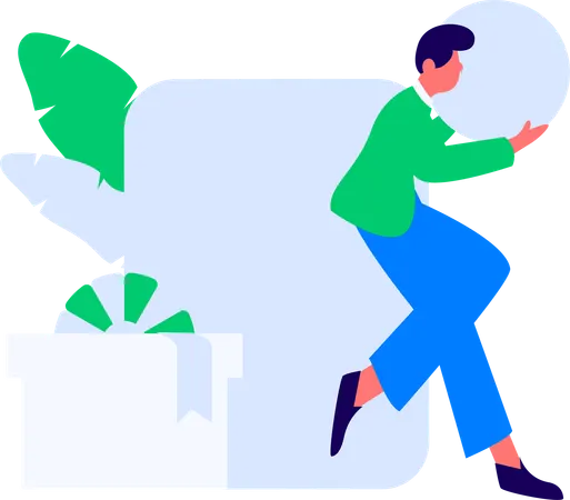 Man purchasing gift using red envelope  Illustration