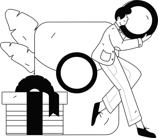 Man purchasing gift using red envelope  Illustration