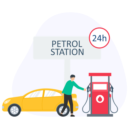 Man refueling car at gas station  Illustration