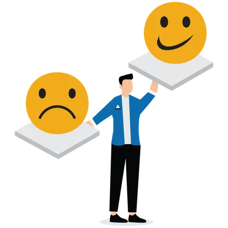 Man showing Emotion regulation and depression management  Illustration