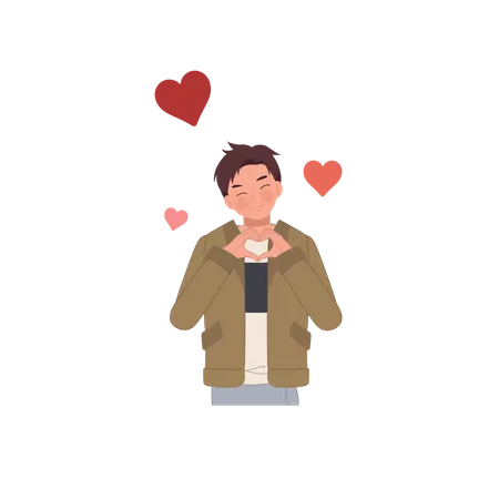 Man showing heart gesture  일러스트레이션