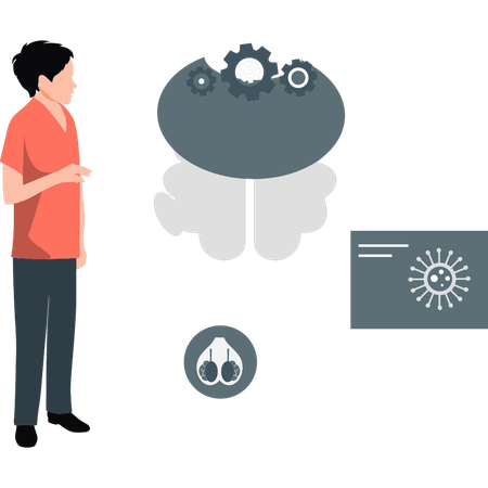 Man showing human mental health  Illustration