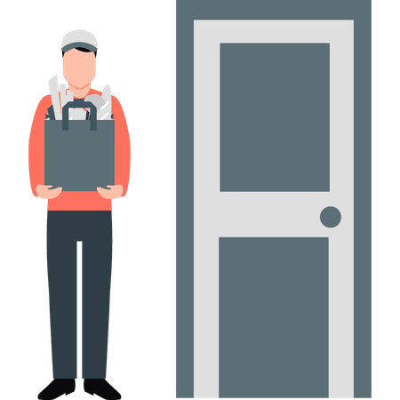 Man standing outdoor with parcel  Illustration