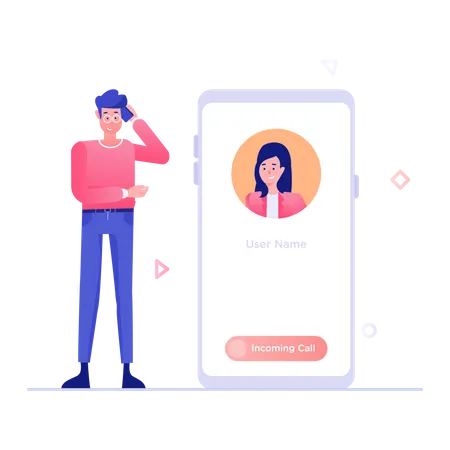 Man Talking on Mobile  Illustration