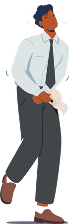 Man want to poop due to diarrhea  イラスト