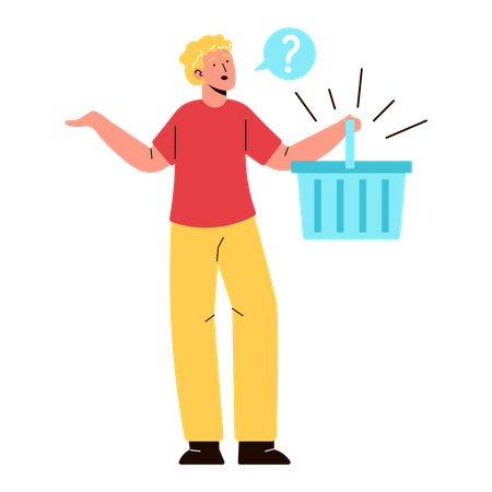 Man with empty shopping basket  イラスト