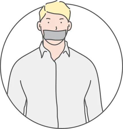 Man With Mouth Shut  Illustration