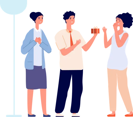 Man woman support employees  Illustration