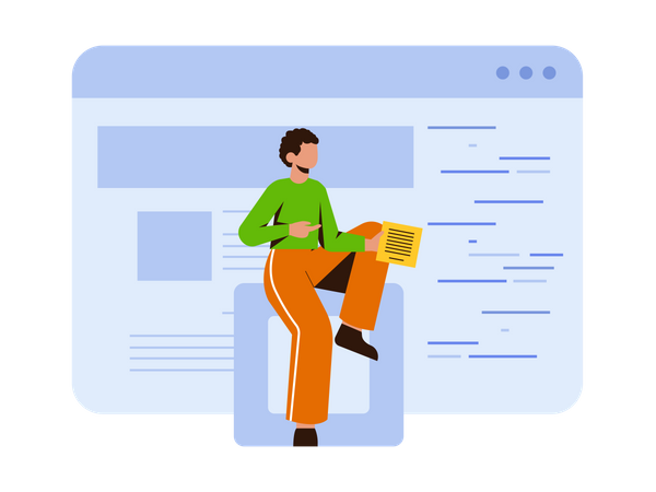 Man working on business data sheet  Illustration