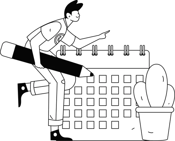 Man working on Business Schedule  Illustration