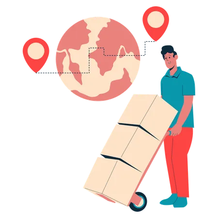 Man working on global Supply Chain Management  Illustration