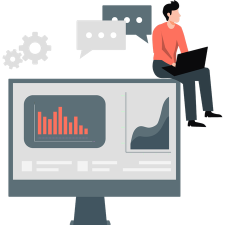Mann arbeitet friedlich  Illustration