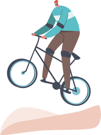 Mann macht extremen Stunt mit Fahrrad  Illustration