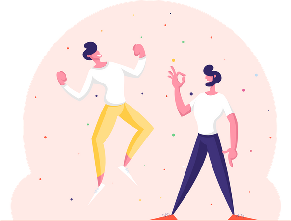 Männer feiern den Sieg  Illustration