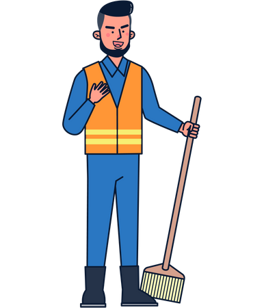 Männlicher Straßenreinigungsarbeiter  Illustration