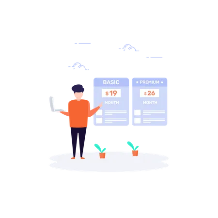 Maquette du plan d'achat sur le site Web  Illustration