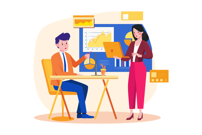 Marketing Discussion With Marketing Head  Illustration