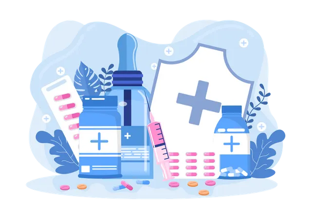 Medicamentos para proteção contra a poliomielite  Ilustração