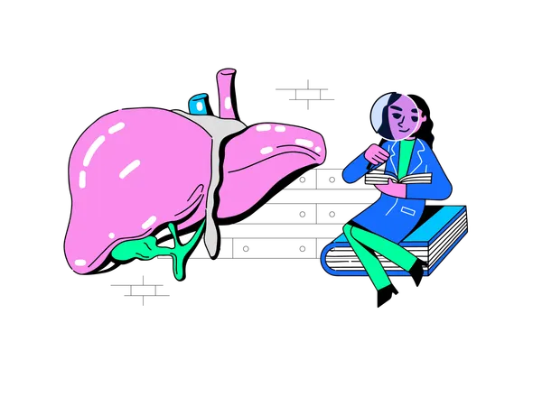 O doutor examina o fígado grande  Ilustração