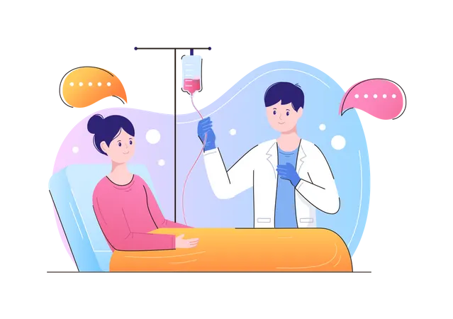 Médico tratando paciente do sexo feminino  Ilustração