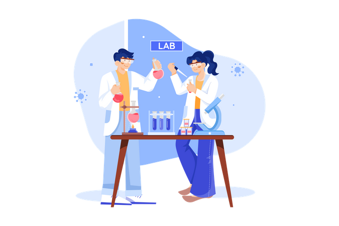 Medizinisches Forschungsteam arbeitet im Labor  Illustration