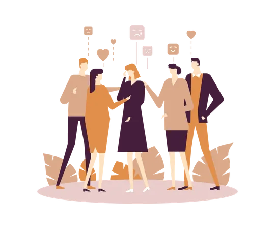 Men and women sharing their emotions and feelings  Illustration