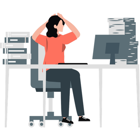 Menina deprimida devido a pacotes de trabalho  Ilustração