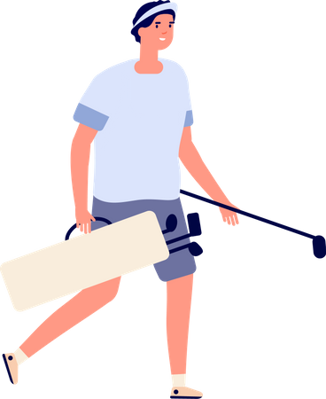 Jogador de menino com taco de golfe  Ilustração