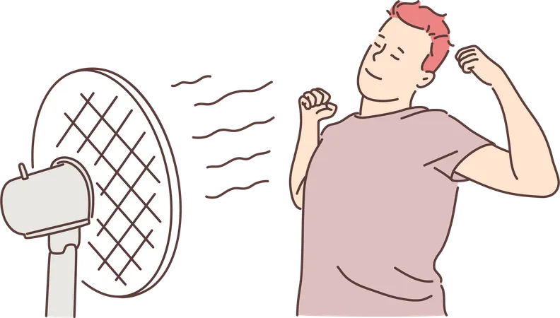 Menino relaxa ao ar livre  Ilustração