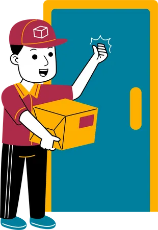 El mensajero llegó a la puerta de la casa.  Illustration