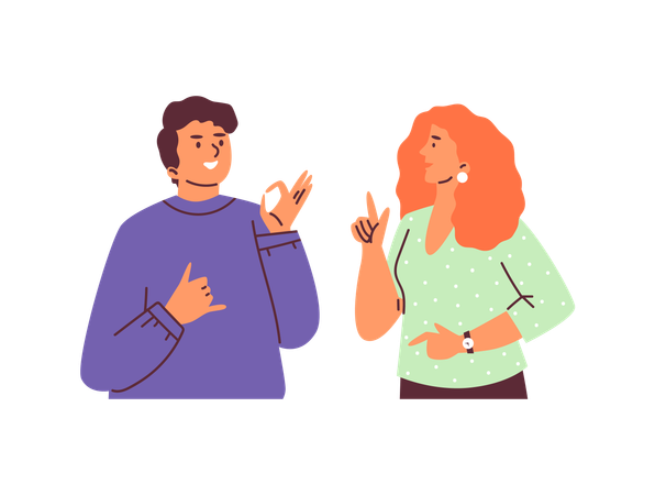 Menschen, die Gespräche in Gebärdensprache führen  Illustration