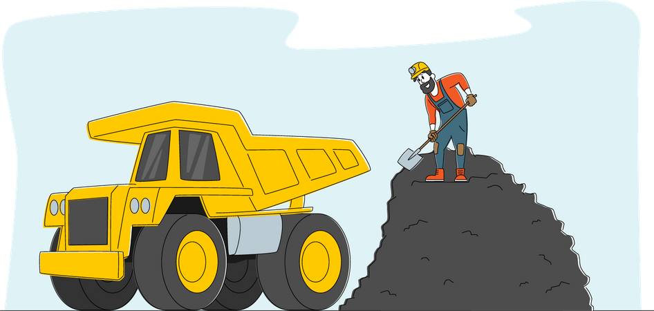 Mine truck depositing coal to the quarry  일러스트레이션