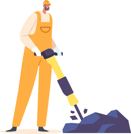 Miner Wielding Jackhammer  일러스트레이션