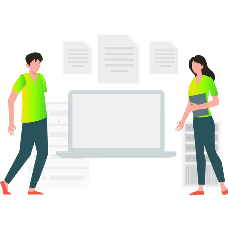 Mitarbeiter arbeiten am Laptop  Illustration
