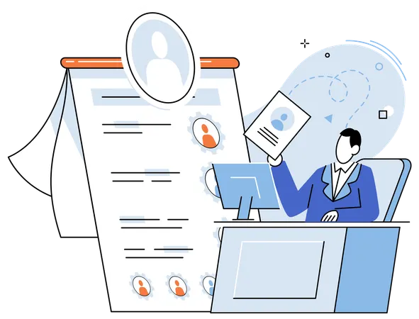 Mitarbeiter bewirbt sich als Headhunter  Illustration