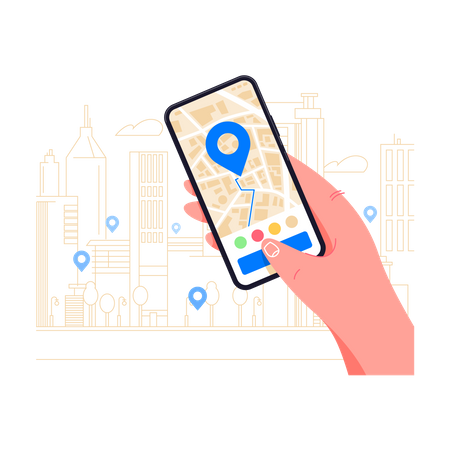 Mobile GPS navigation on smartphone app  일러스트레이션