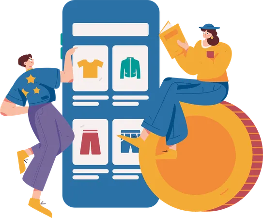 Mobile shopping  Illustration
