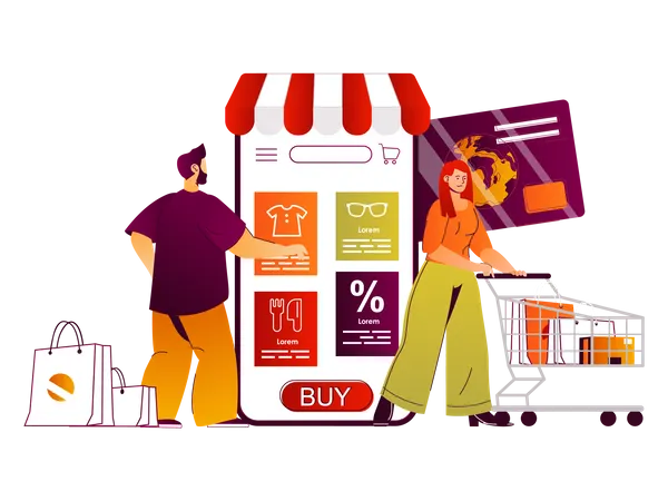 Mobile shopping  Illustration