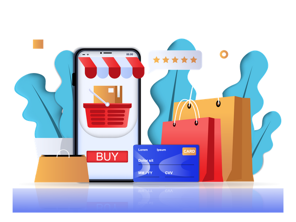 Mobile Shopping  Illustration